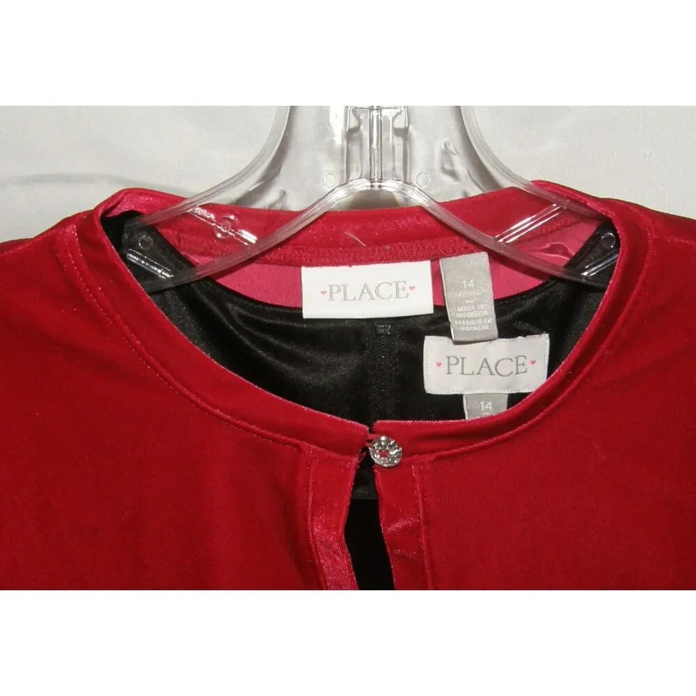 Girls Sz 14 Black & Red Plaid Holiday Sleeveless Dress & Velour Shrug 2 Pc Set